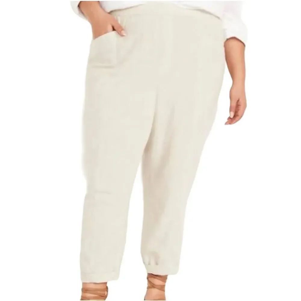 Old Navy NWT high waist tapered crop flax linen blend pants size 2X
